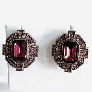 Heidi Daus OMEGA 🆕 “Estate Elegance” antique pink rectangular pierced earrings